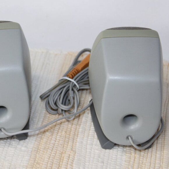 VTG POLK AUDIO MINI SPEAKER SET PC COMPUTER WIRED LEFT RIGHT GRAY DESKTOP HIPS - Picture 6 of 14